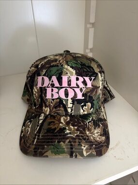 DAIRY BOY TRUCKER HAT OTTO Camouflage Cap with PINK LOGO